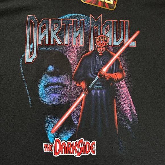 CSA Star Wars Y2K/90s Vintage Darth Maul NWT Black SS Tee Size L - Picture 3 of 7